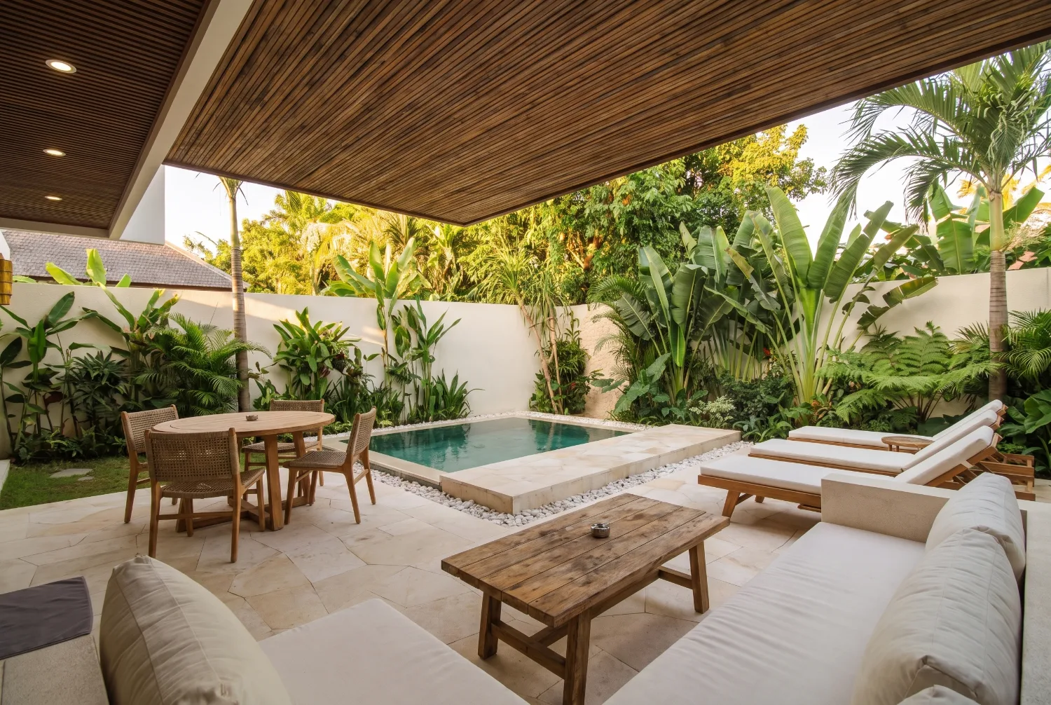 Outdoor lounge beside the pool