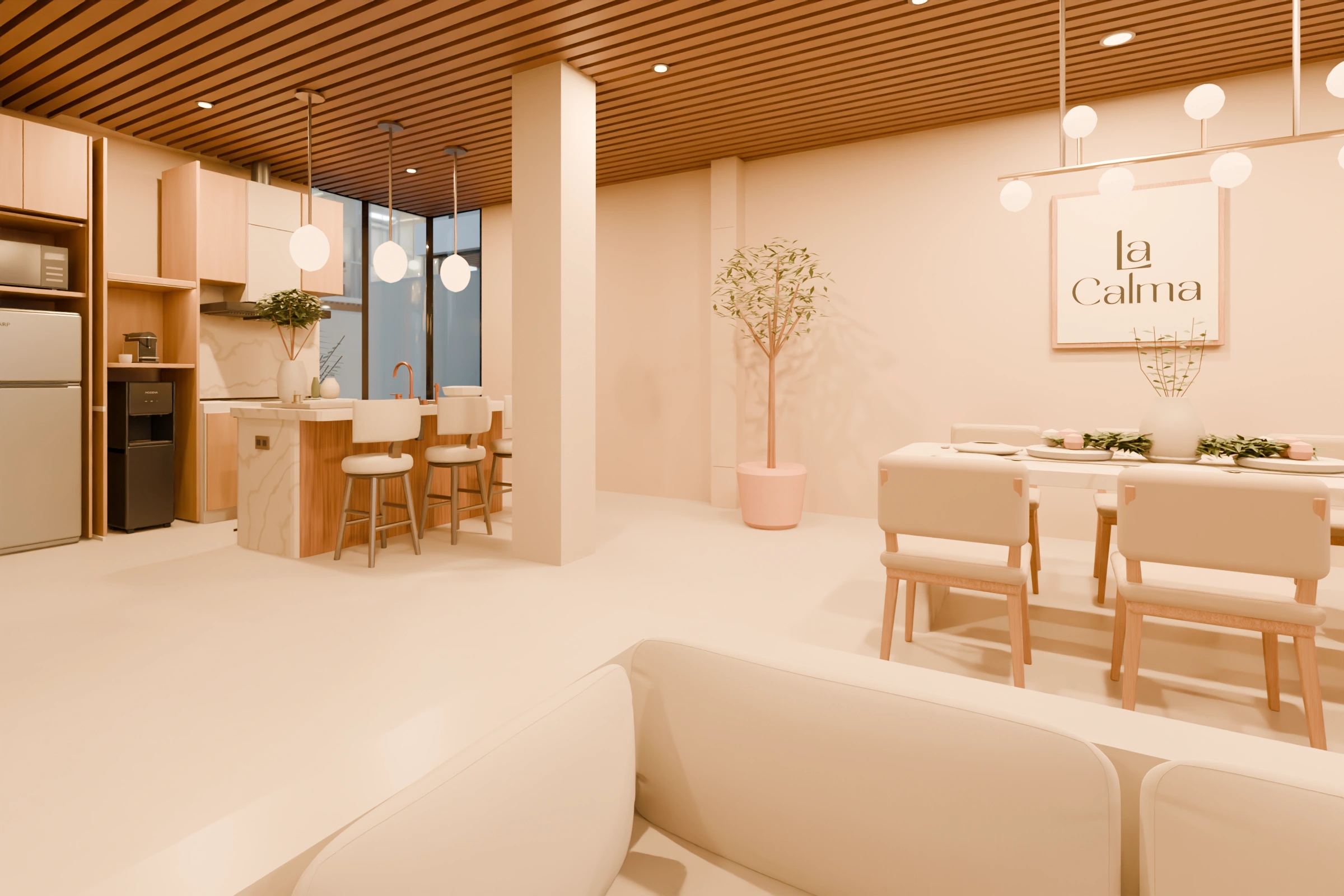 Proposed Segara Cliff, kitchen island and dining.