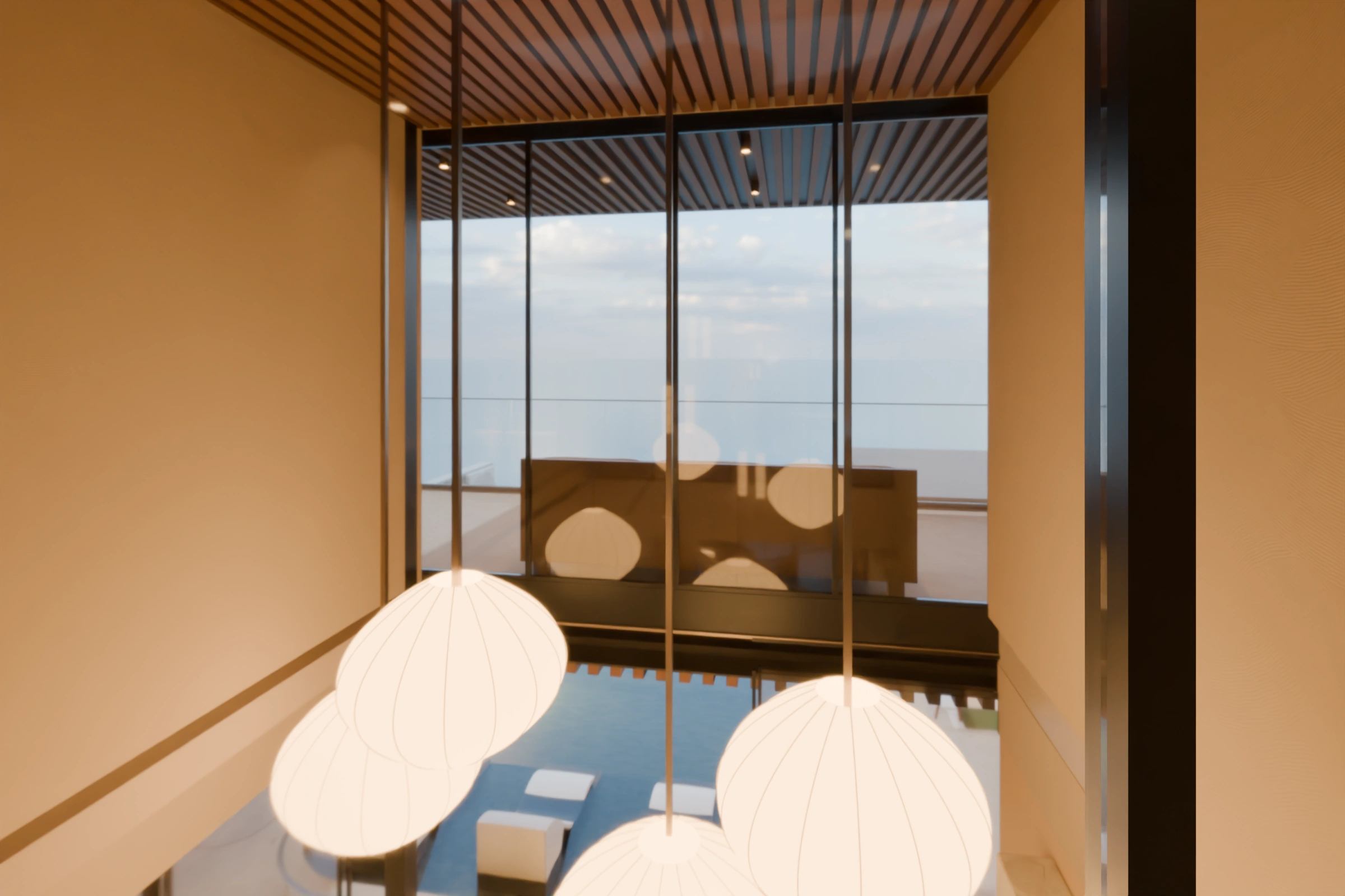 Proposed Segara Cliff, upper gallery over the double-height living room.