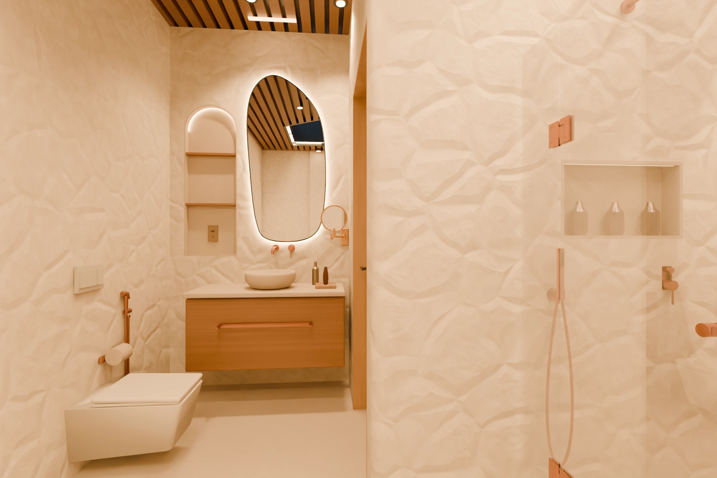 Proposed Segara Cliff, primary bathroom, vanity and shower.