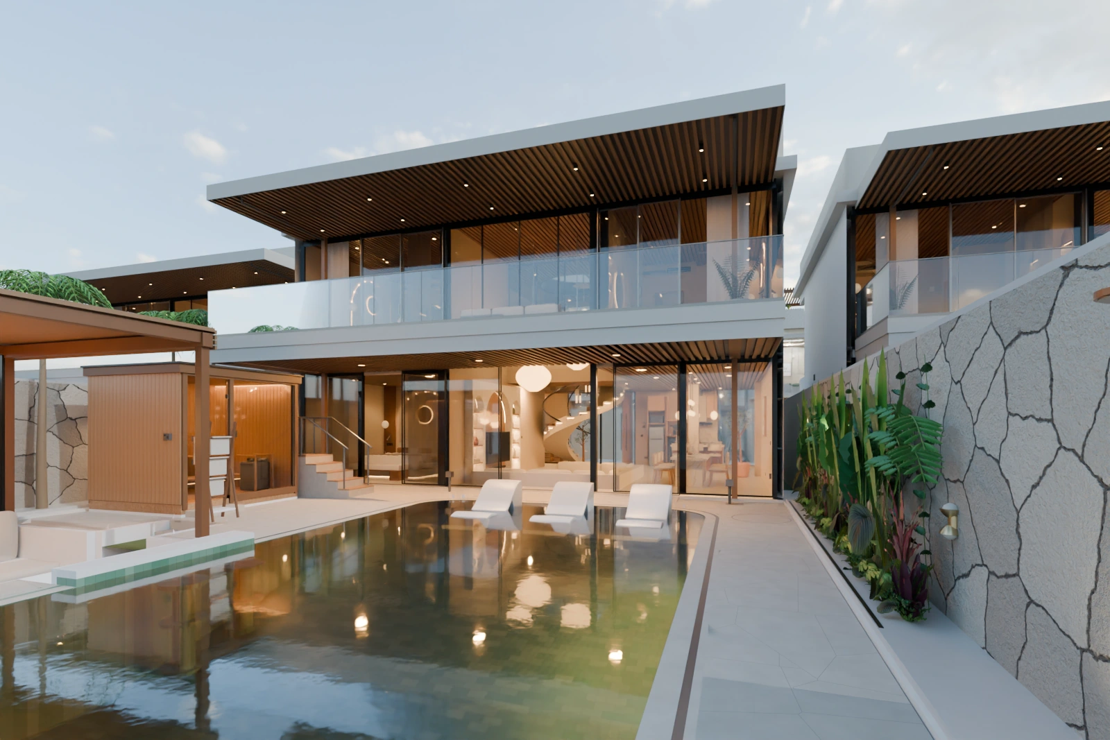 Proposed Segara Cliff, seaward facade over the private pool.