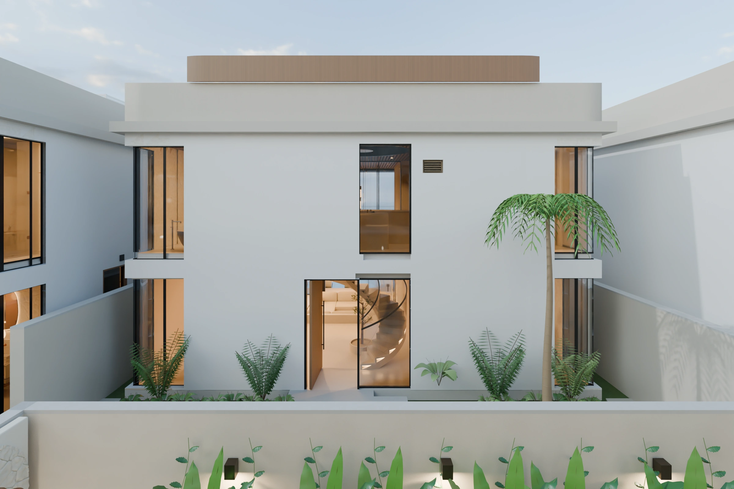 Proposed Segara Cliff, landward facade and entrance court.