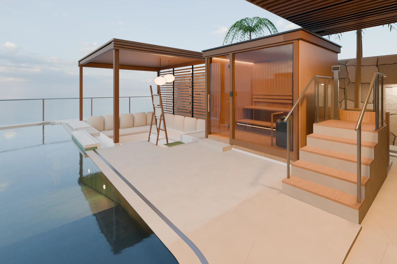 Proposed Segara Cliff, private sauna beside the pool deck.